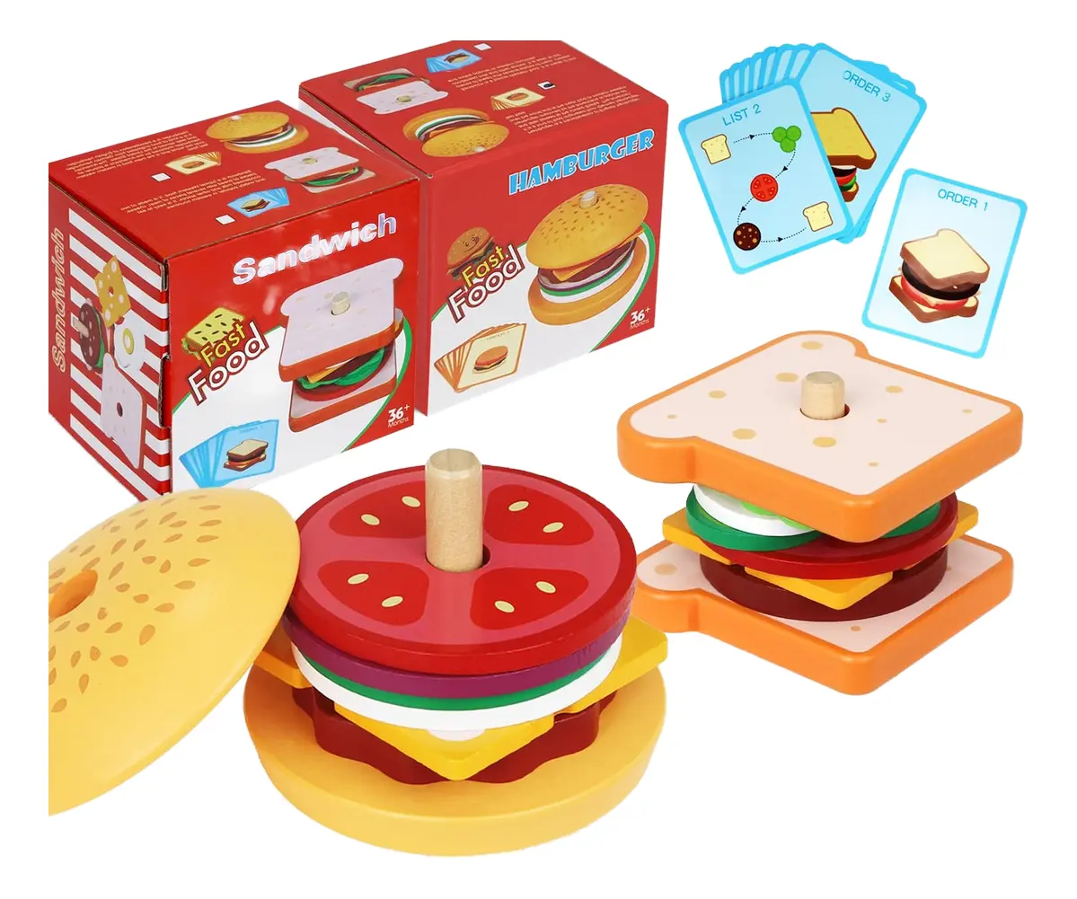 Hamburguesa y sándwich de madera
