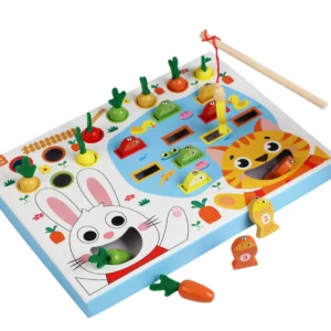 Juego de pesca y alimentación del conejo